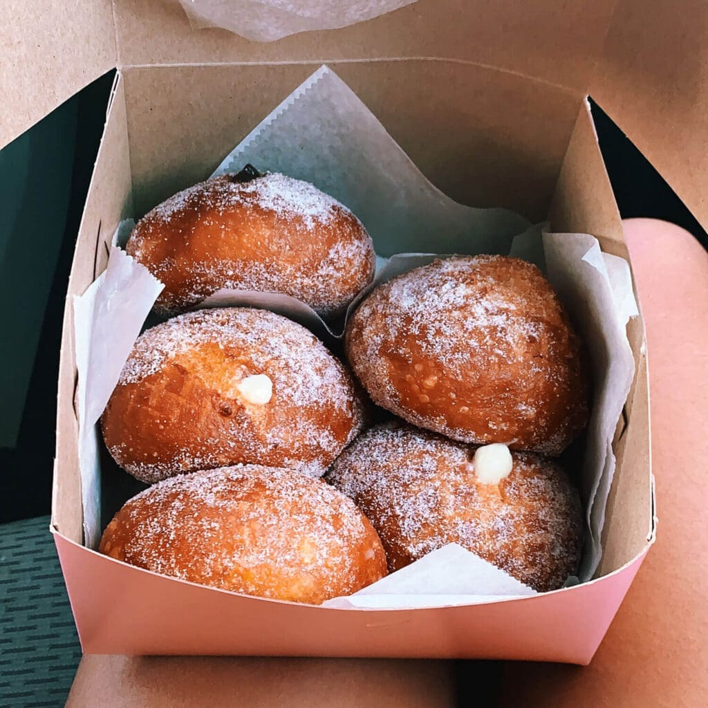 Portuguese puff pastries with fillings called Malasadas from Leonard's Bakery