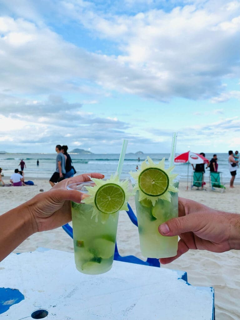 Two caipirinhas at the beach in Barra da Lagoa