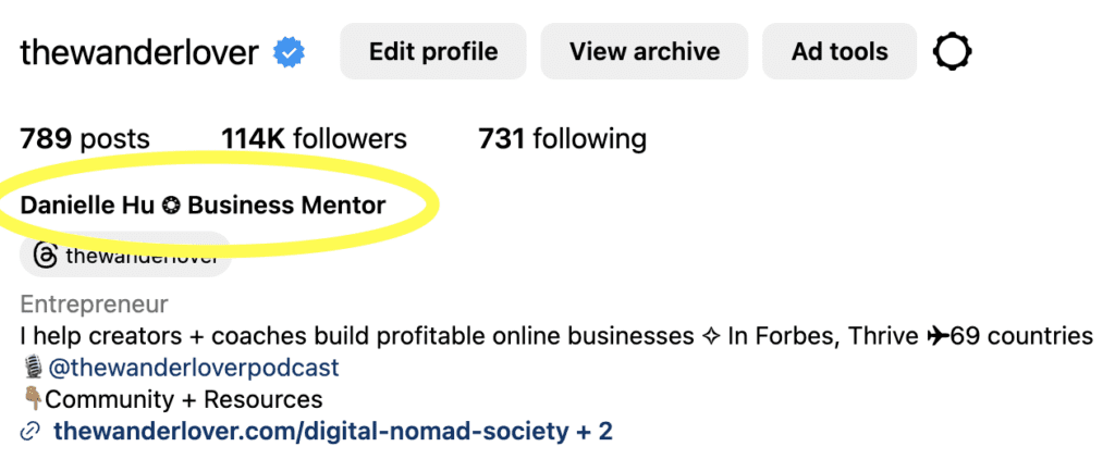 Instagram Business Name