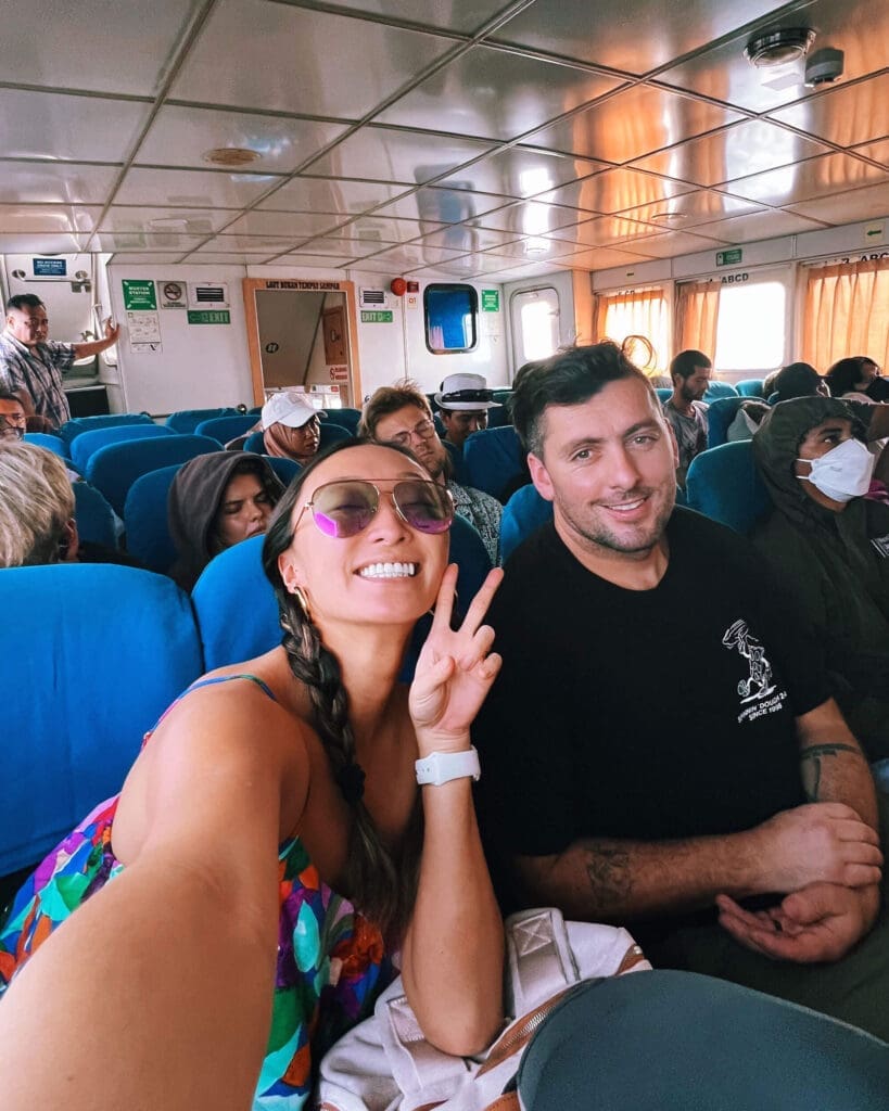 Couple taking a selfie on a ferry