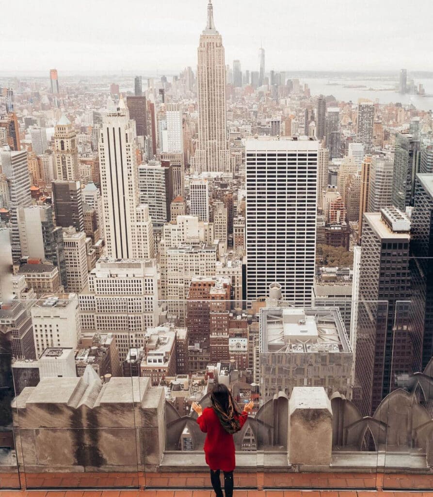 Girl standing at the top of the Rockefeller