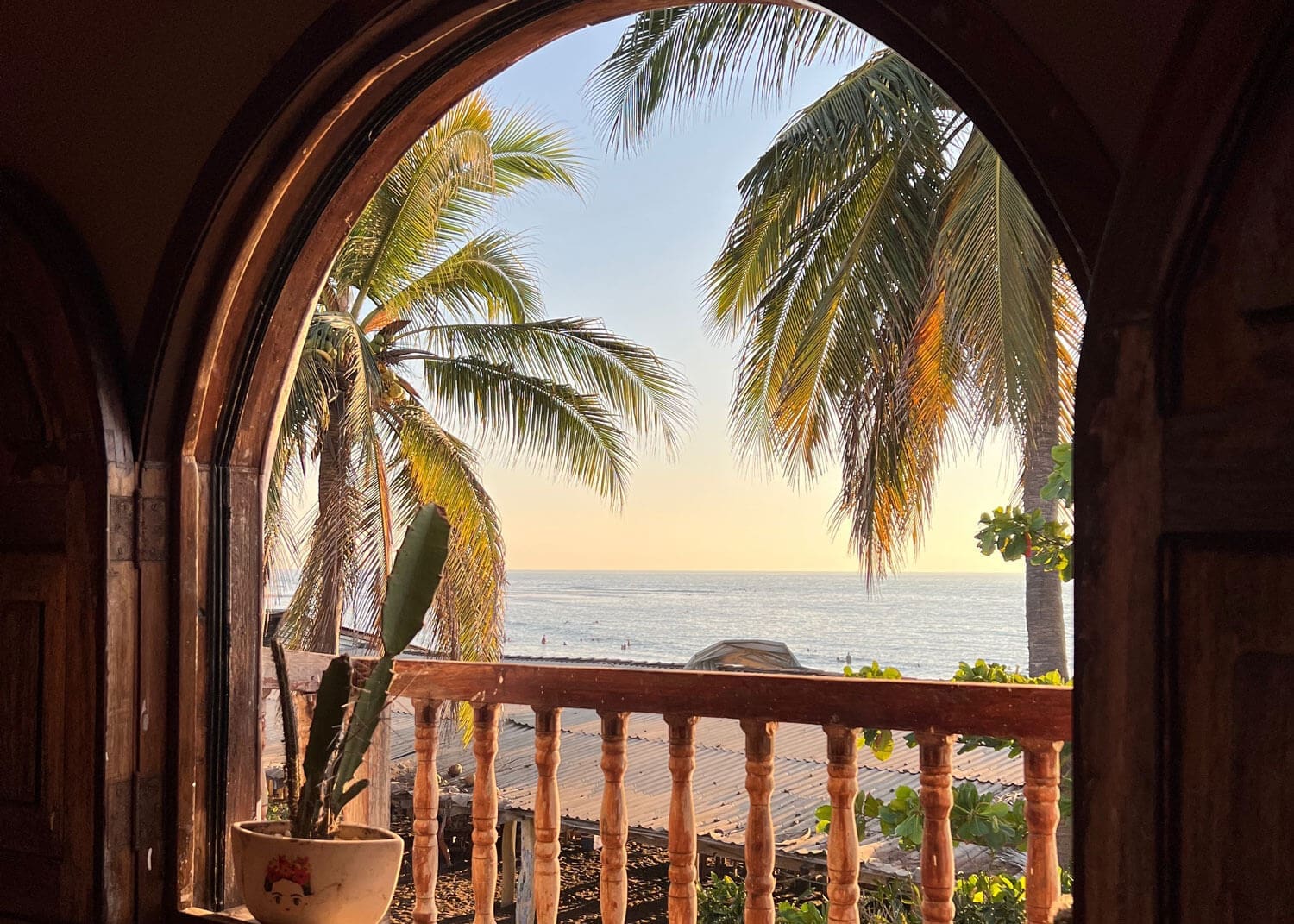 Sunset views from arched window