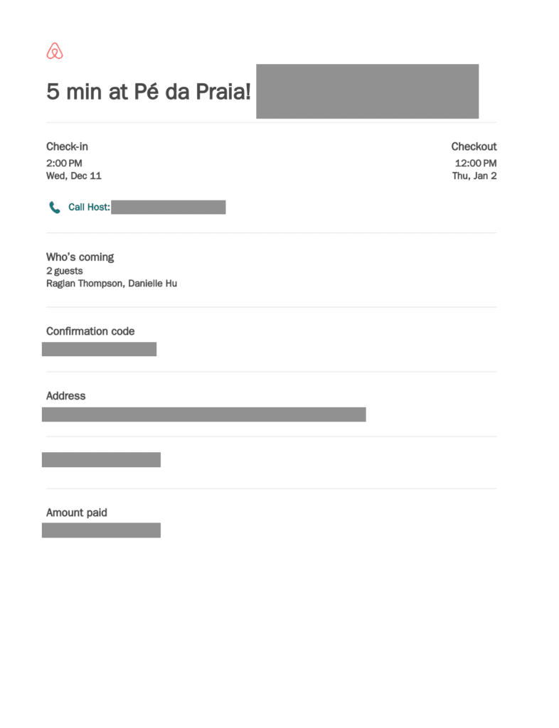 Airbnb confirmation that you can download to show proof of residence on your CPF application