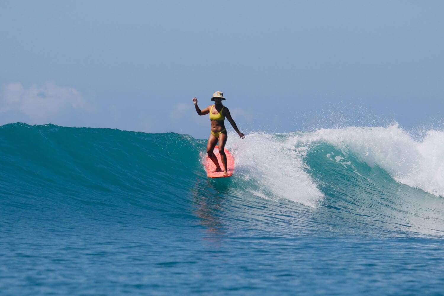 Girl hang 5 Sorake Lagudri Nias surfing