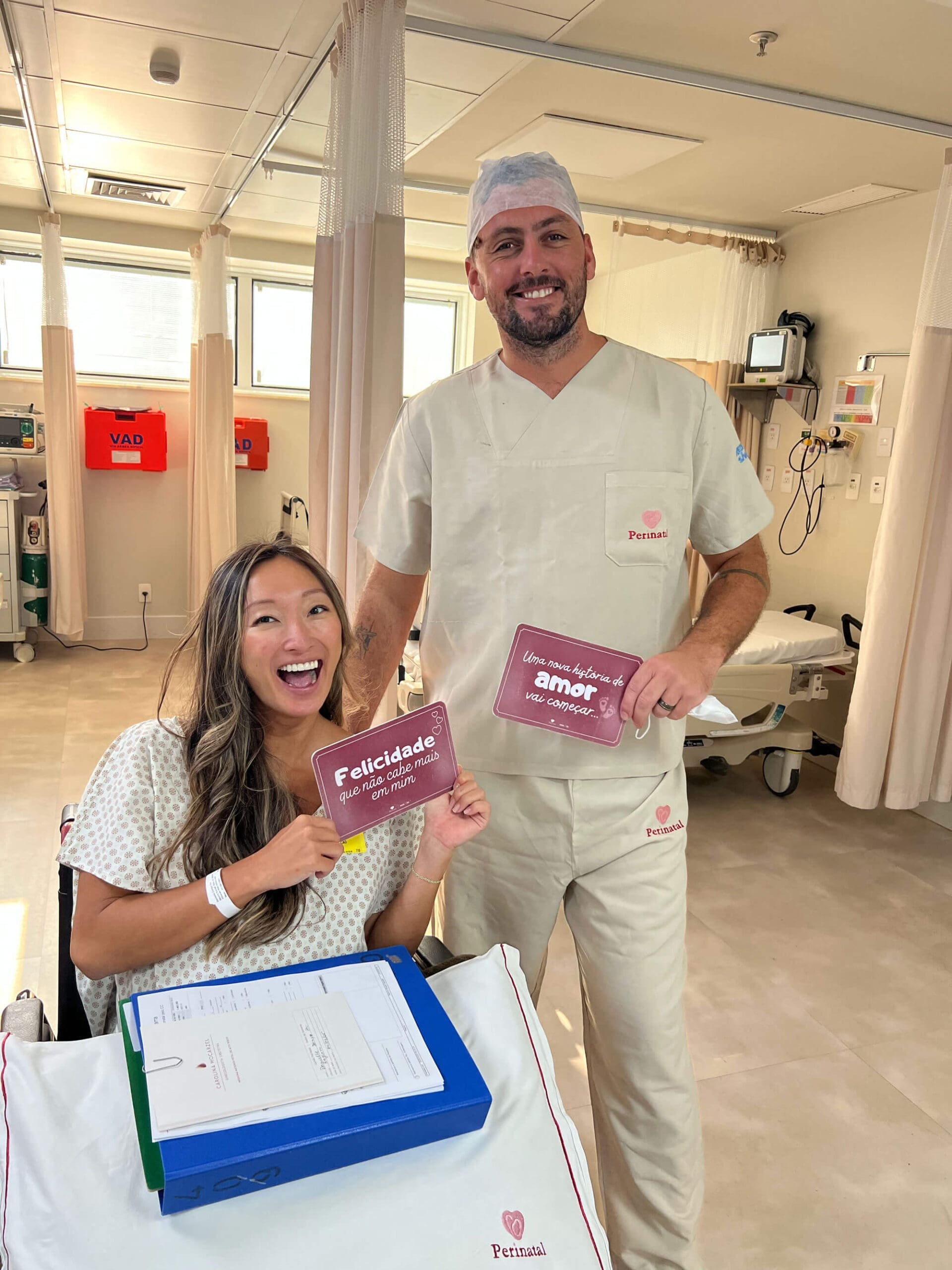 Danielle and Ragz at hospital before cesarean section